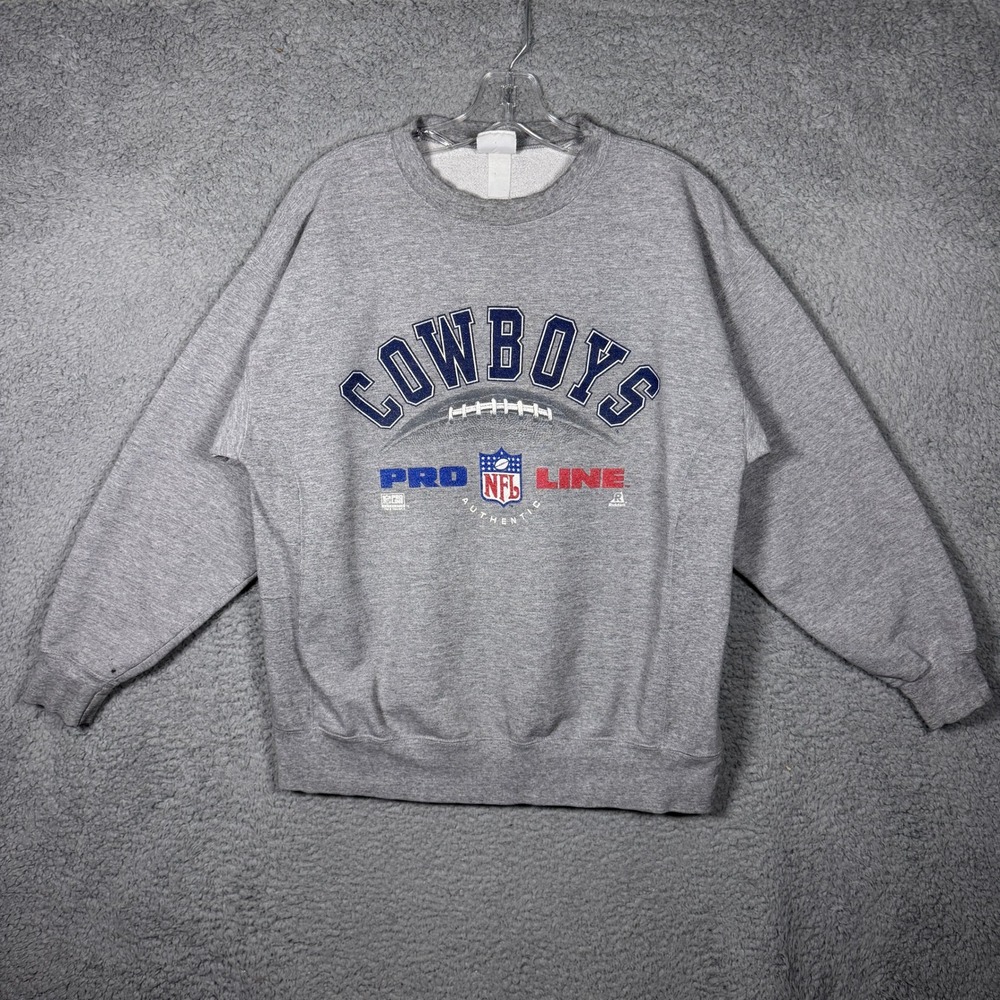 Vintage 1995 Dallas Cowboys Riddell NFL Pro Line Sweatshirt Gray Men M/L USA 90s